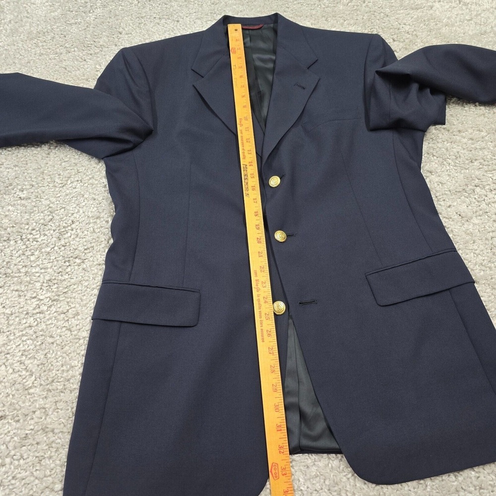 Hart Schaffner Marx Mens Wool Blazer 42L 3 Button Navy Business Formal - Picture 14 of 16